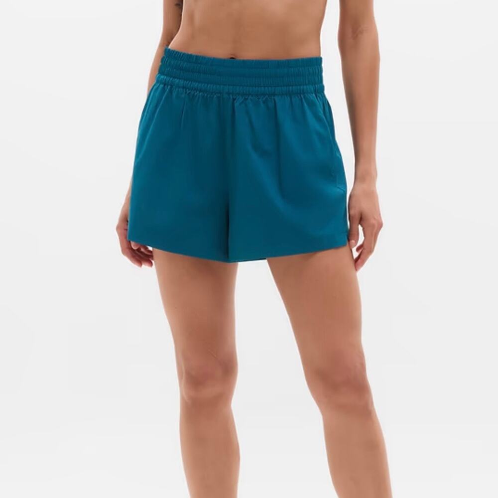 Athleta Weekender Run Short Size L Blue 3" Inseam Liner Inner Back Pocket